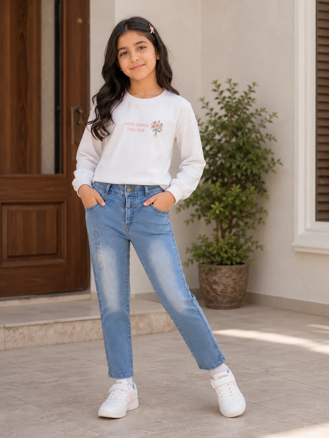 شلوار لی آبی دخترانه اسکینی